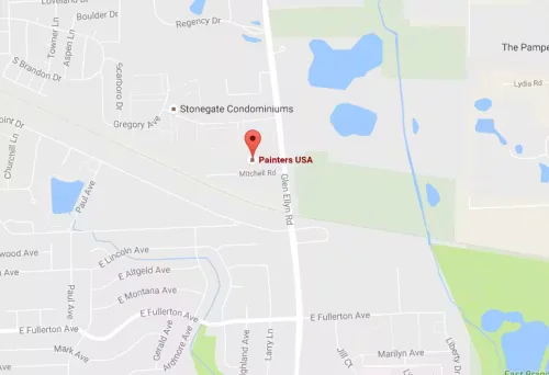 Map showing the location of Painters USA on Mitchell Road in Glendale Heights, Illinois.