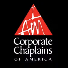 Corporate Chaplains of America logo featuring a red triangular emblem with white lettering on a black background.