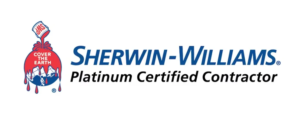 Sherwin-Williams logo on a white background with the “Cover the Earth” paint-can-and-globe icon at left and the text “Sherwin-Williams® Platinum Certified Contractor” to the right.