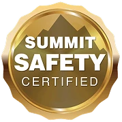 Golden badge that says Summit Safety Certified